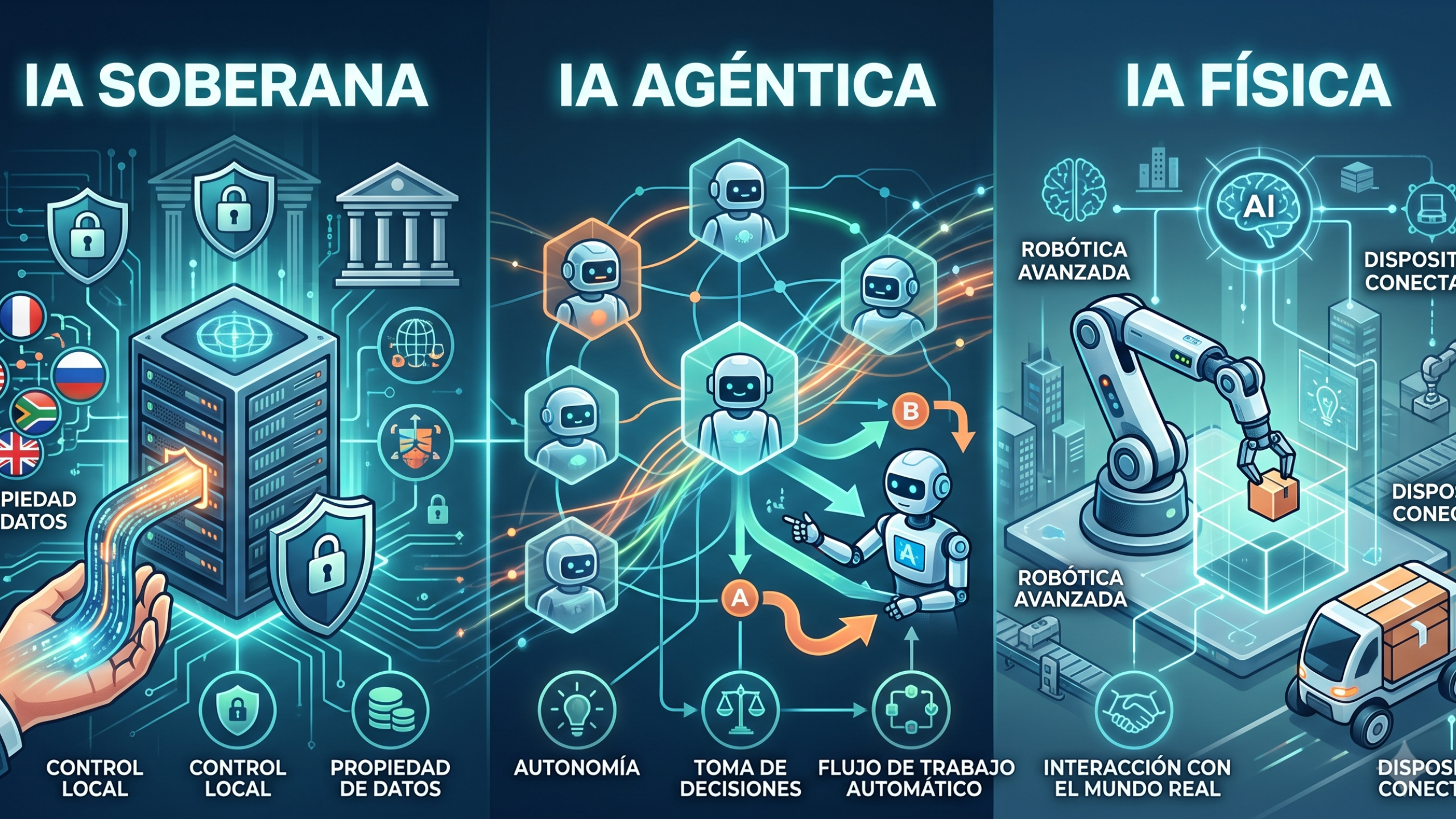 El Lado Inexplorado de la IA: Tres Tendencias Tecnológicas que Redefinirán los Negocios en 2026, “IA Soberana, IA Agéntica, IA Física”.
